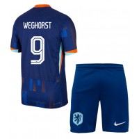 Echipament fotbal Olanda Wout Weghorst #9 Tricou Deplasare European 2024 pentru copii maneca scurta (+ Pantaloni scurti)